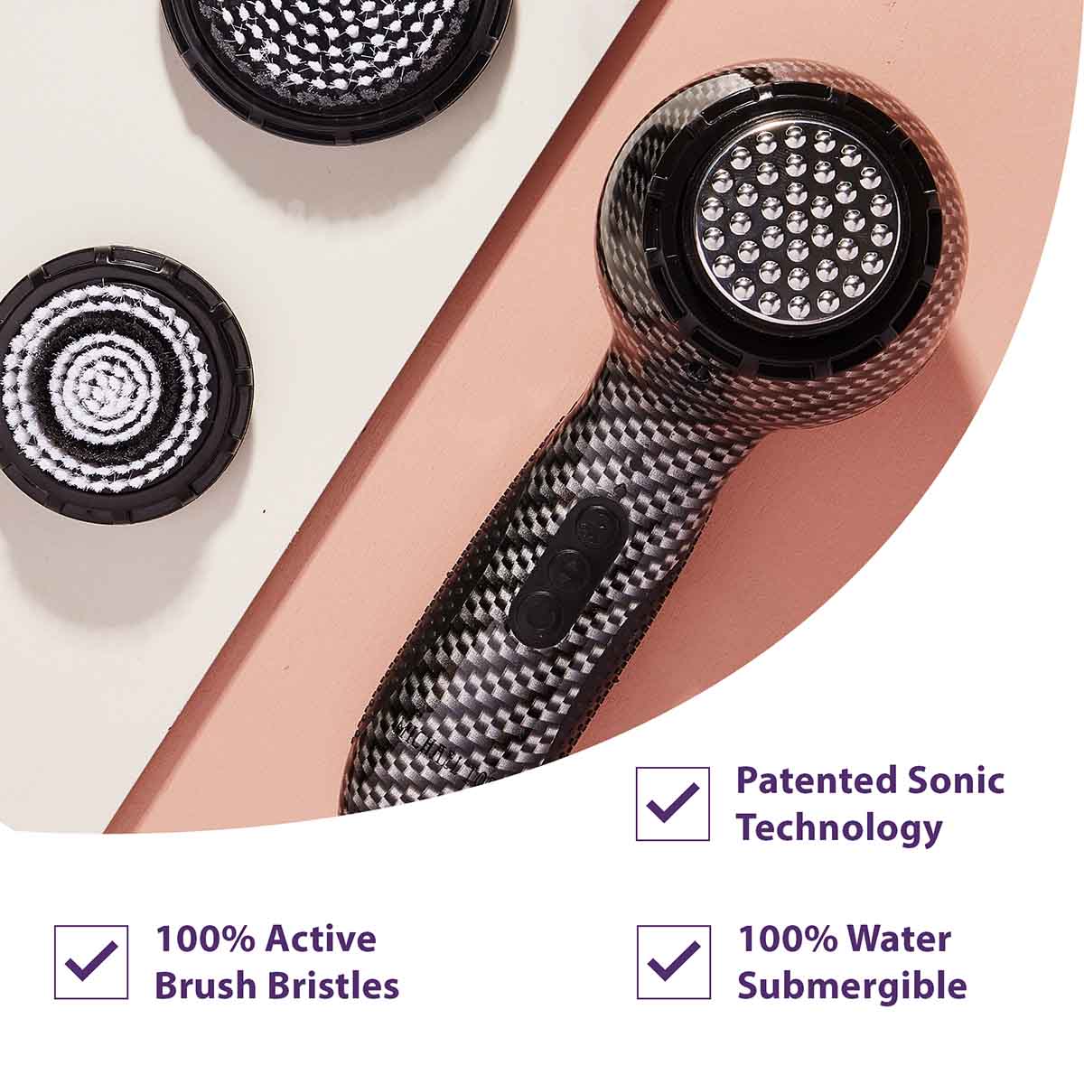 Michael Todd Elite cleansing brush has 100% active brush bristles