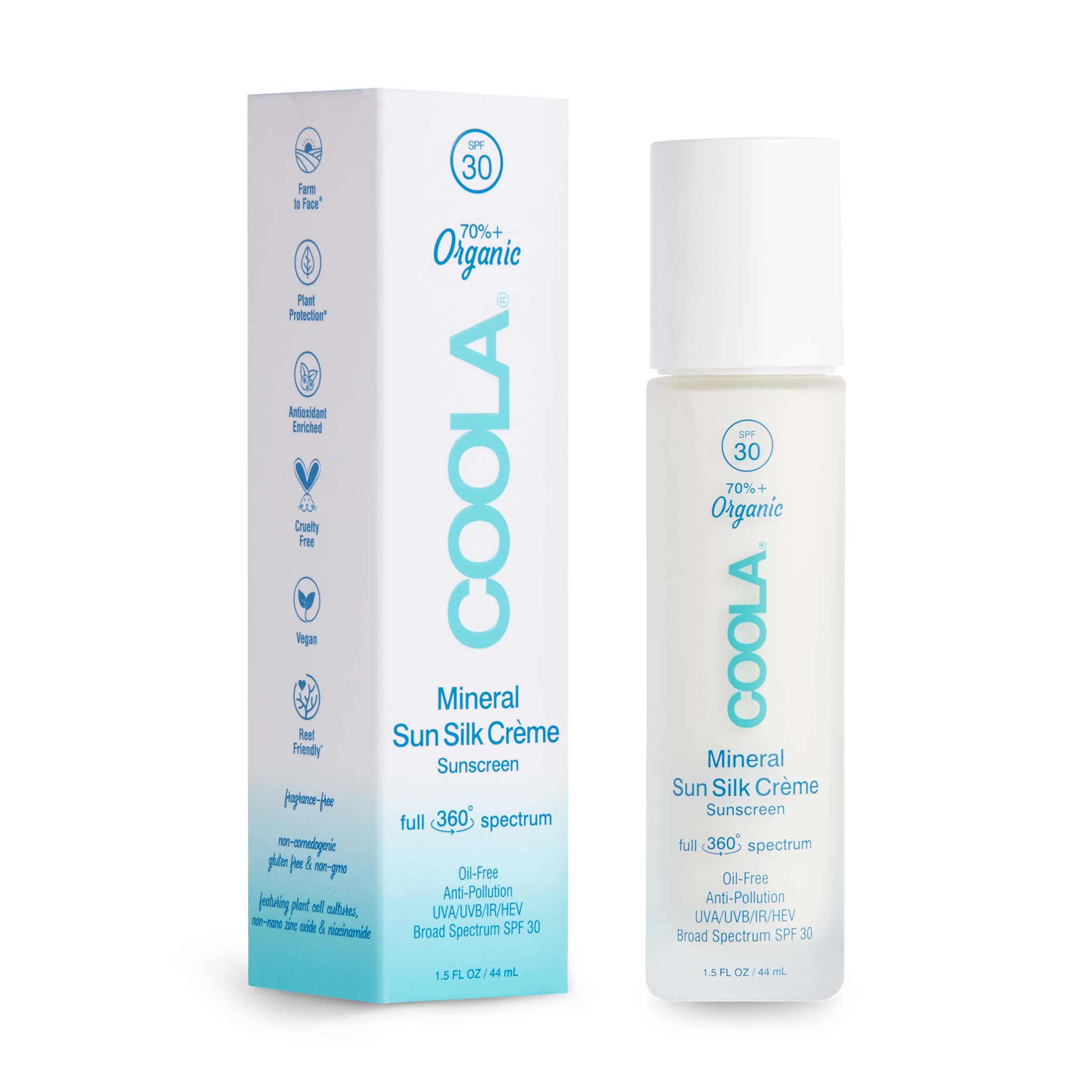 Coola Spf 30 full spectrum protects your face from sun rays and blue light which comes from your electronic devices.