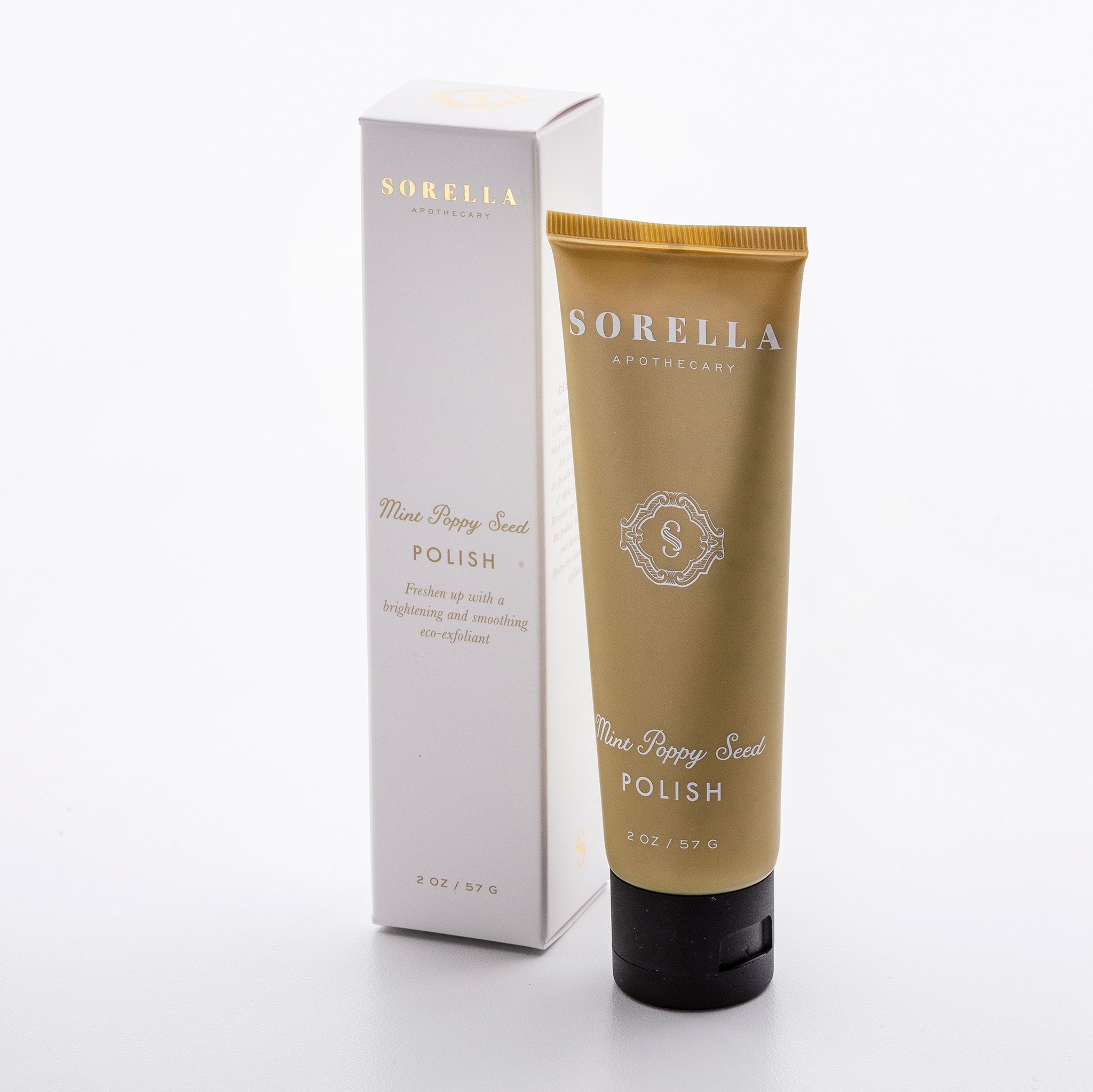 Mint Poppy Seed Polish works as an exfoliating scrub and mask to brighten and smooth skin with the help of ecofriendly buffers and a dose of alpha-hydroxy acids.