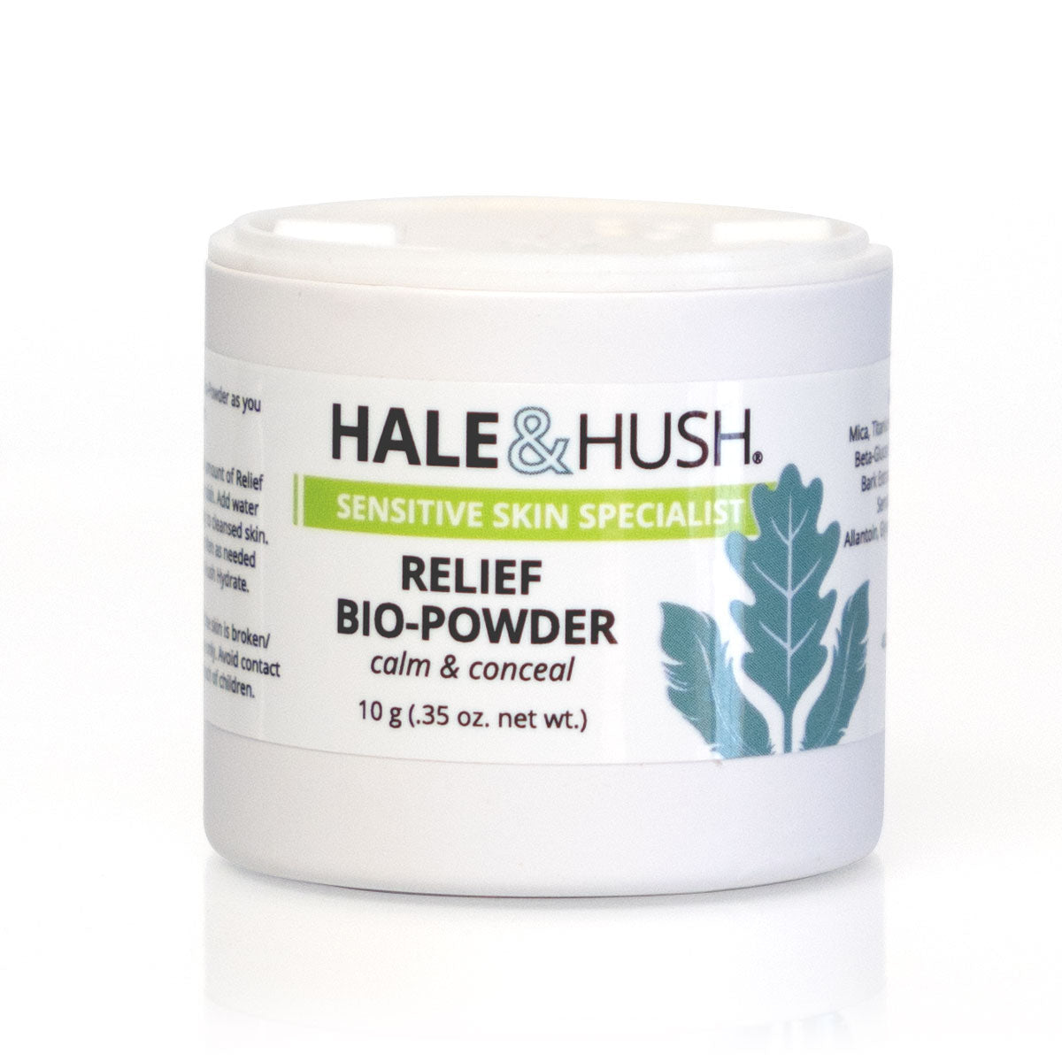 Relief Bio-Powder also helps conceal redness and, when water is added to make a paste, becomes a soothing mask.