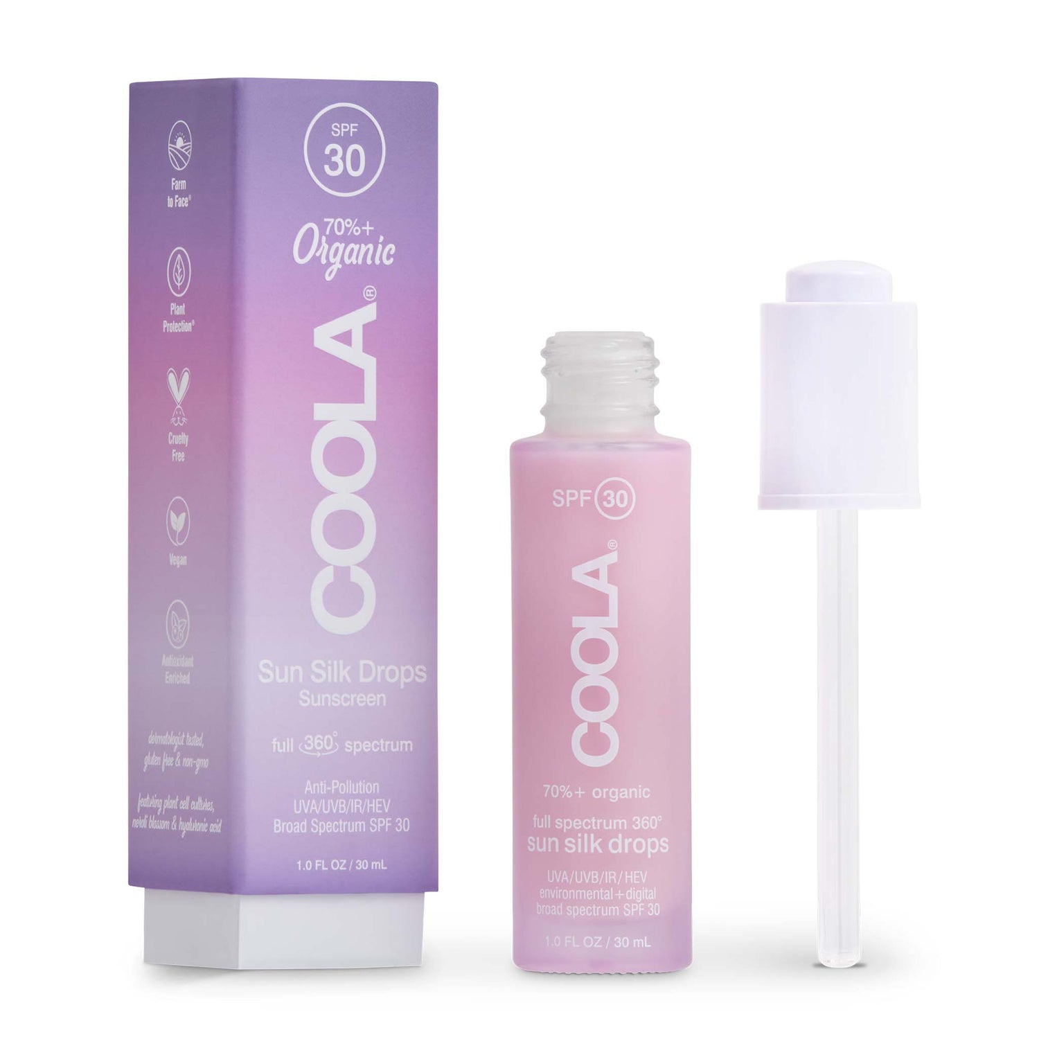 Coola face spf 30 is a full spectrum sunscreen that protects not just from sun rays but from blue light on your electronic devices. 