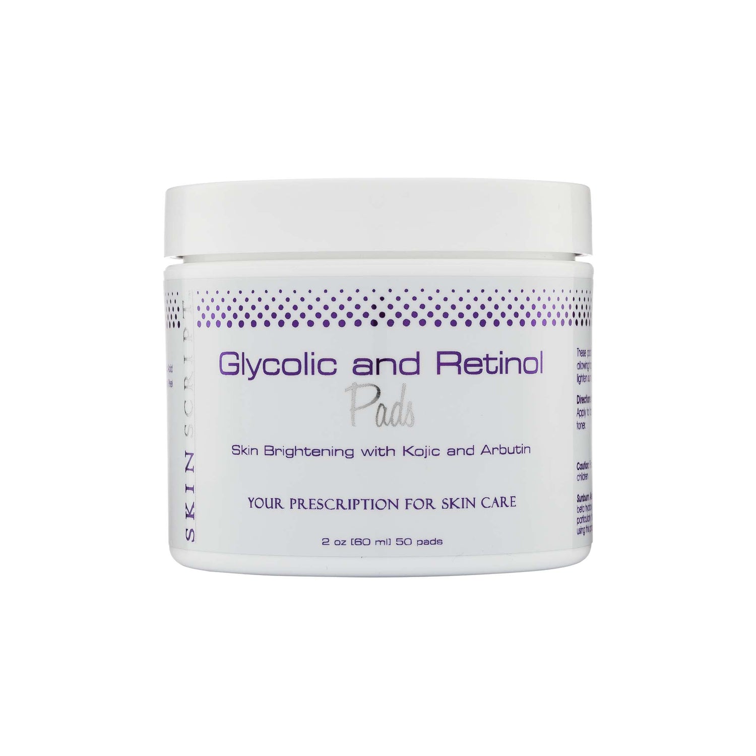 Skin Script Glycolic Retinol Pads are designed to gently and progressively renew the skin. Even out skin tone and reduce fine lines and wrinkles.