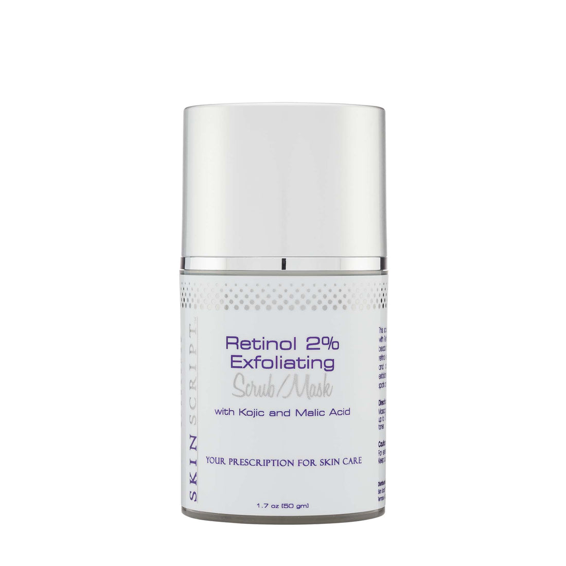 Skin Script Retinol Scrub encourages the breakup of blackheads and clogged pores while lightening pigmentation.